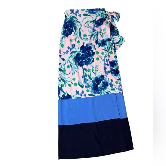 Lilly Pulitzer Jemma Maxi Skirt Pink Blue Floral Colorblock Size 4 - Picture 3 of 7